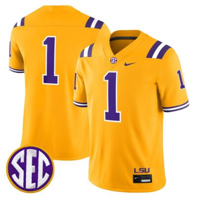 LSU Tigers #1 Throwback Gold Jersey - Men Gold
