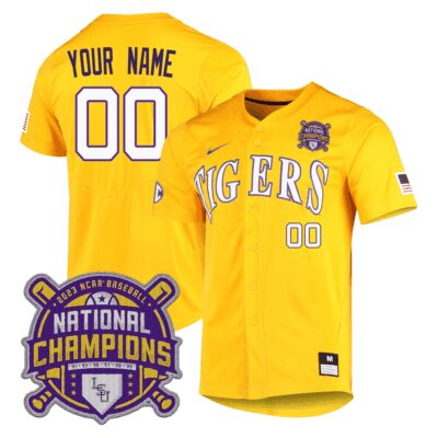 LSU Tigers 2023 National Champions Custom Jersey - Gold