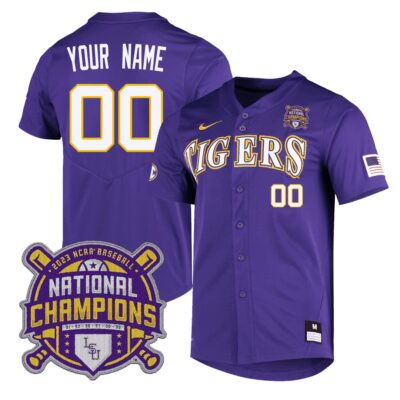LSU Tigers 2023 National Champions Custom Jersey - Purple