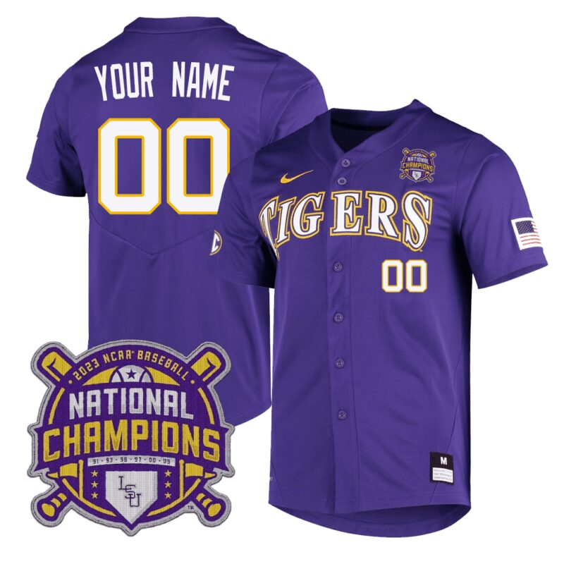 LSU Tigers 2023 National Champions Custom Jersey - Purple