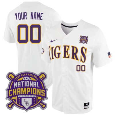 LSU Tigers 2023 National Champions Custom Jersey - White Tigers