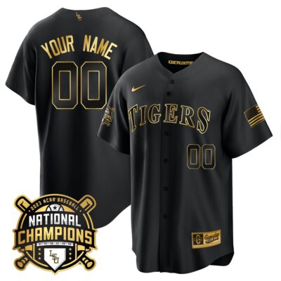 LSU Tigers 2023 National Champions Gold Cool Custom Jersey - Black Gold