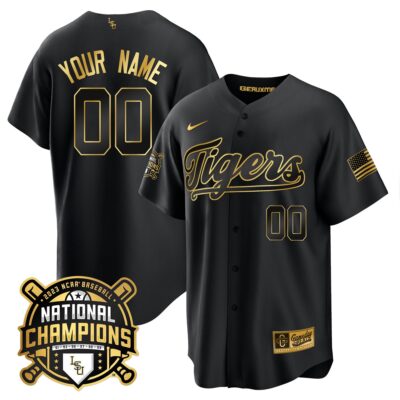 LSU Tigers 2023 National Champions Gold Cool Custom Jersey - Black Gold