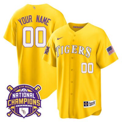 LSU Tigers 2023 National Champions Gold Cool Custom Jersey - Gold