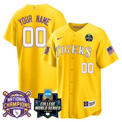LSU Tigers 2023 National Champions Gold Cool Custom Jersey V3 - Gold