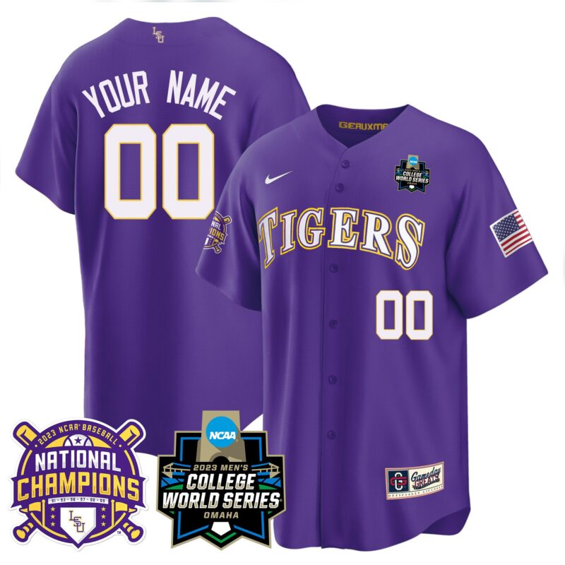LSU Tigers 2023 National Champions Gold Cool Custom Jersey V3 - Purple