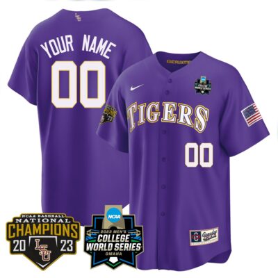 LSU Tigers 2023 National Champions Gold Cool Custom Jersey V4 - Purple