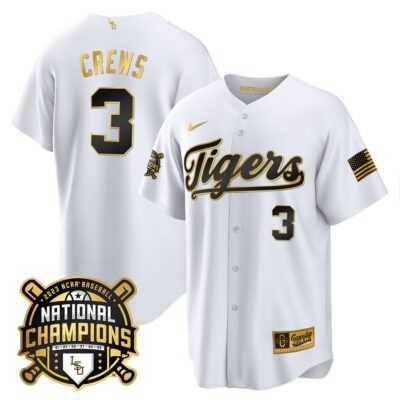 LSU Tigers 2023 National Champions Gold Cool Jersey - Dylan Crews