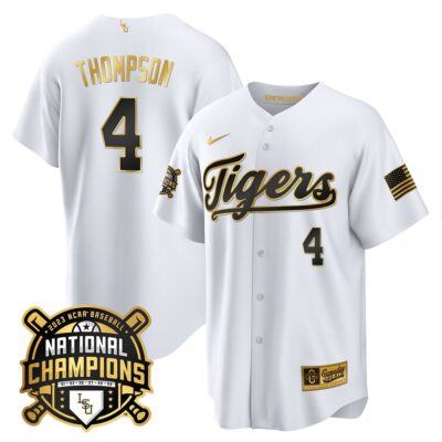 LSU Tigers 2023 National Champions Gold Cool Jersey - Jordan Thompson