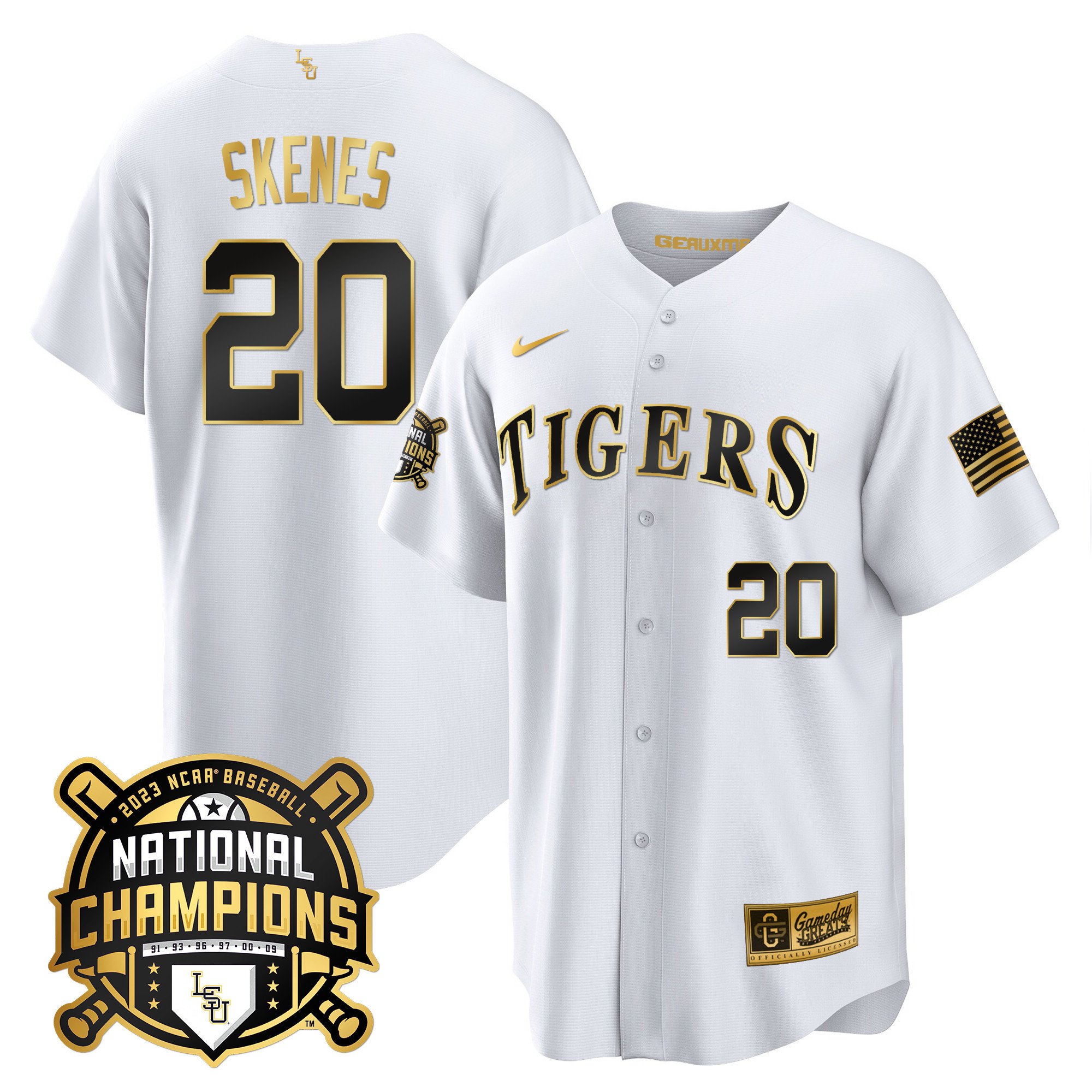 LSU Tigers 2023 National Champions Gold Cool Jersey - Paul Skenes