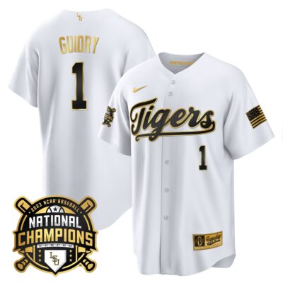 LSU Tigers 2023 National Champions Gold Cool Jersey - Weylin Guidry
