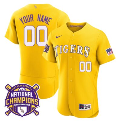 LSU Tigers 2023 National Champions Gold Flex Custom Jersey - Gold