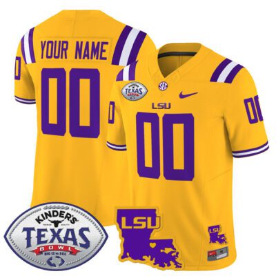 LSU Tigers 2024 Texas Bowl Patch Vapor Limited Custom Jersey - Gold