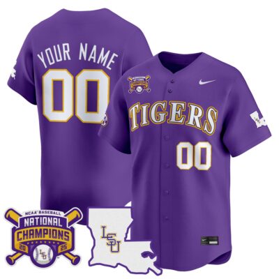 LSU Tigers 2025 College World Series Champions Vapor Premier Limited Custom Jersey - Purple