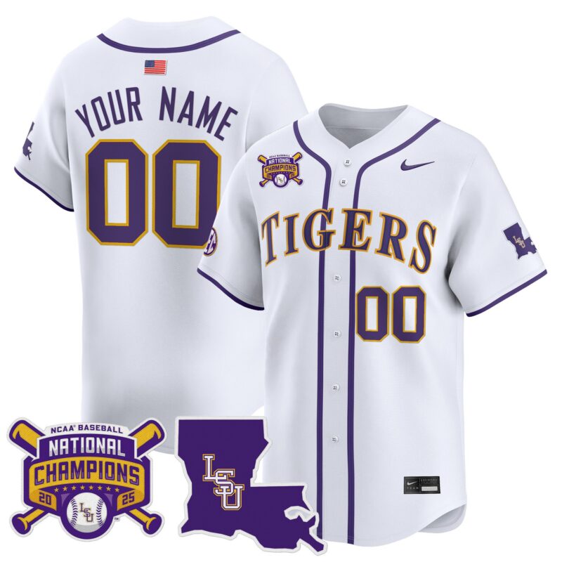 LSU Tigers 2025 College World Series Champions Vapor Premier Limited Custom Jersey - White