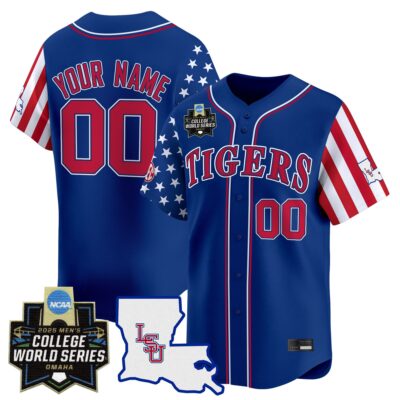 LSU Tigers 2025 Independence Day Vapor Premier Limited Jersey - World Series Custom Patch - Royal