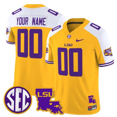 LSU Tigers 2025 Louisiana Patch Vapor Limited Custom Jersey - Gold Alternate