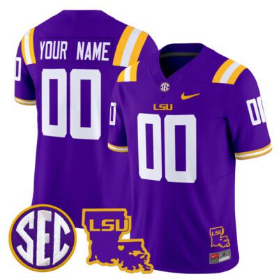 LSU Tigers 2025 Louisiana Patch Vapor Limited Custom Jersey - Purple