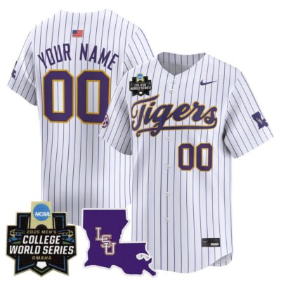 LSU Tigers 2025 World Series Vapor Premier Limited Custom Jersey - Pinstripe