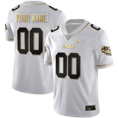 LSU Tigers Custom Name & Number Jersey - Men White Gold