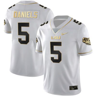 Men's LSU Black Limited & Gold Vapor Jersey - White Gold Jayden Daniels