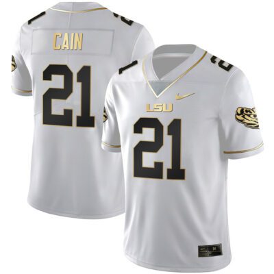 Men's LSU Black Limited & Gold Vapor Jersey - White Gold Noah Cain