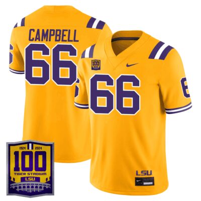 Men's LSU Tigers 100 Years of Tiger Stadium Patch Vapor Limited Jersey - Gold Will Campbell
