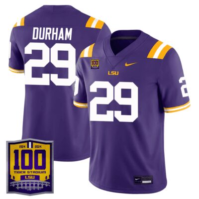 Men's LSU Tigers 100 Years of Tiger Stadium Patch Vapor Limited Jersey - Purple Caden Durham