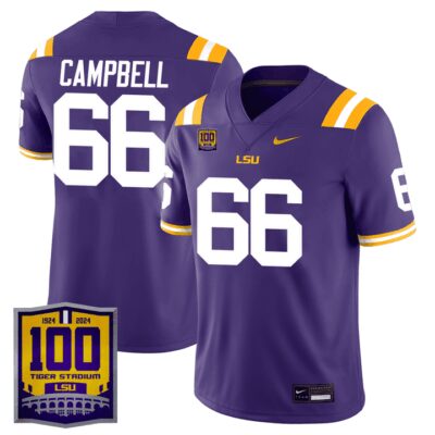 Men's LSU Tigers 100 Years of Tiger Stadium Patch Vapor Limited Jersey - Purple Will Campbell