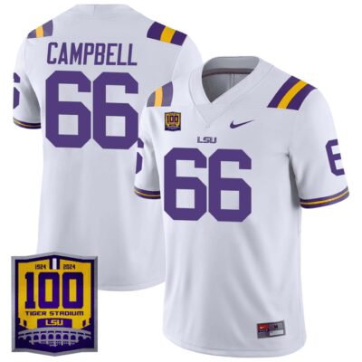 Men's LSU Tigers 100 Years of Tiger Stadium Patch Vapor Limited Jersey - White Will Campbell