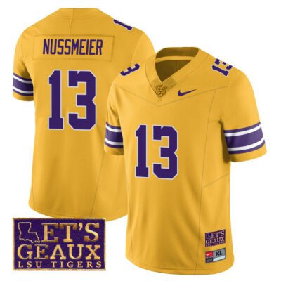 Men's LSU Tigers 2023 Football Let's Geaux Patch Jersey - Garrett Nussmeier