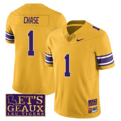Men's LSU Tigers 2023 Football Let's Geaux Patch Jersey - Ja'Marr Chase