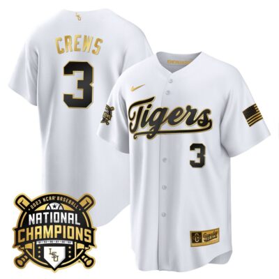 Men's LSU Tigers 2023 National Champions Gold Cool Jersey - Dylan Crews