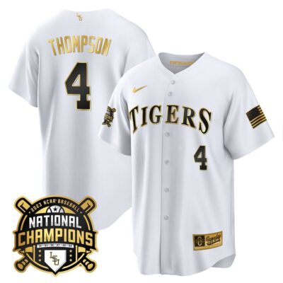 Men's LSU Tigers 2023 National Champions Gold Cool Jersey - Jordan Thompson