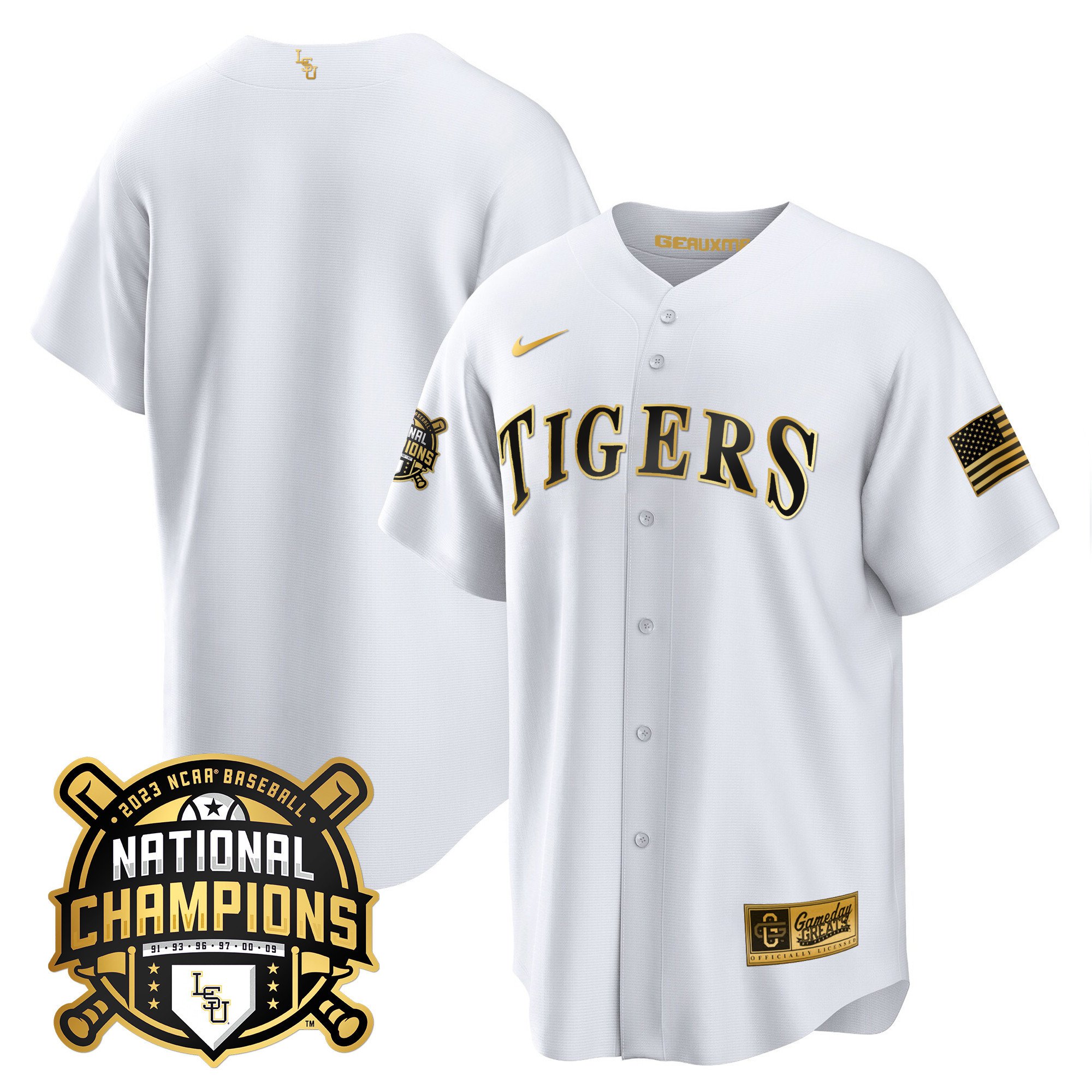 Men's LSU Tigers 2023 National Champions Gold Cool Jersey - Team