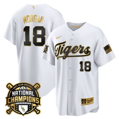 Men's LSU Tigers 2023 National Champions Gold Cool Jersey - Tre Morgan