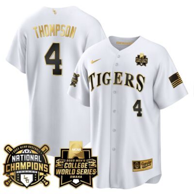 Men's LSU Tigers 2023 National Champions Gold Cool Jersey V3 - Jordan Thompson