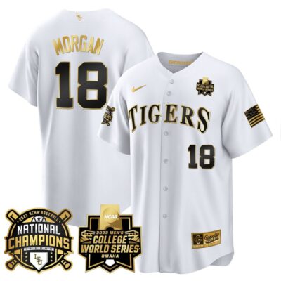 Men's LSU Tigers 2023 National Champions Gold Cool Jersey V3 - Tre Morgan