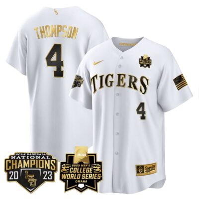 Men's LSU Tigers 2023 National Champions Gold Cool Jersey V4 - Jordan Thompson