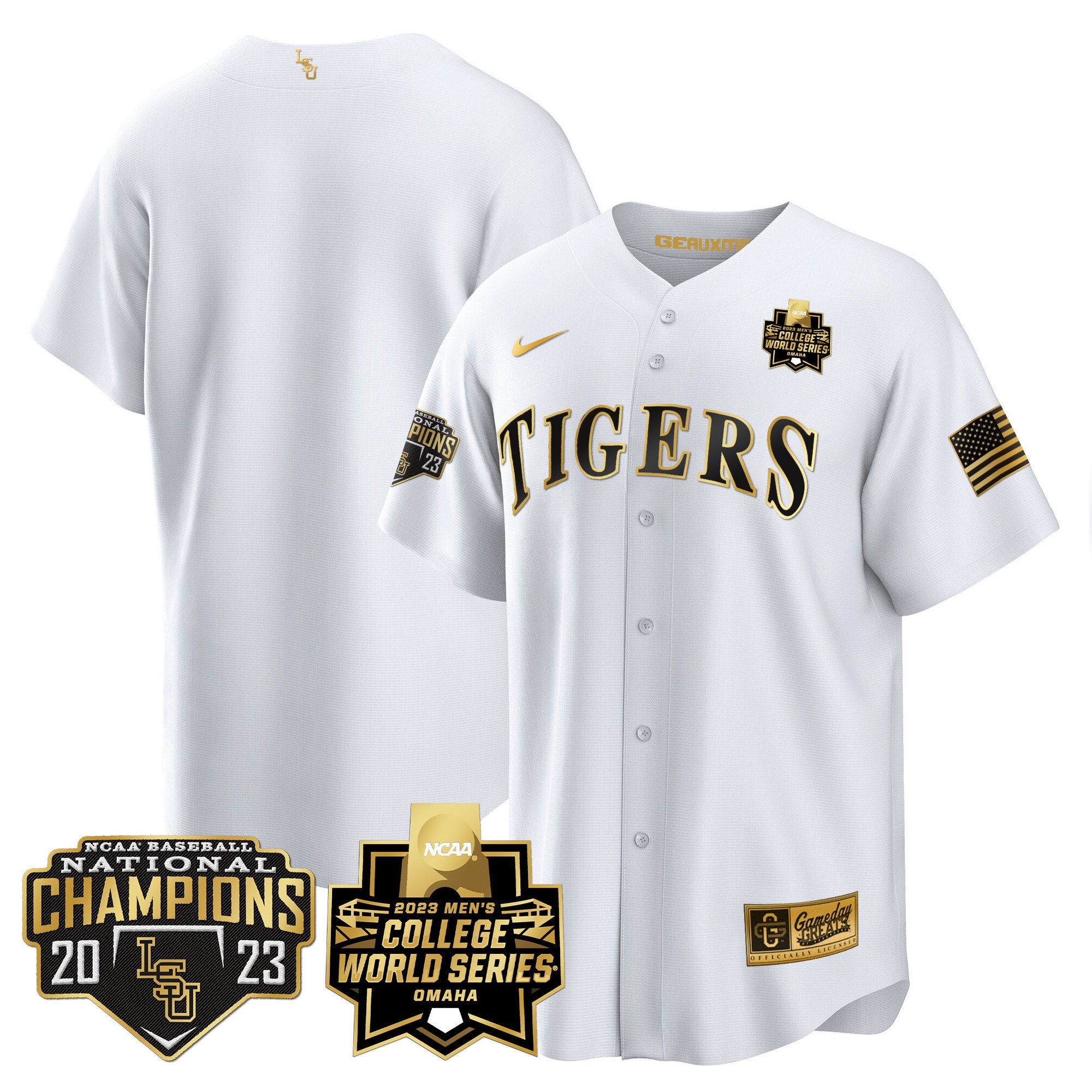 Men's LSU Tigers 2023 National Champions Gold Cool Jersey V4 - Team