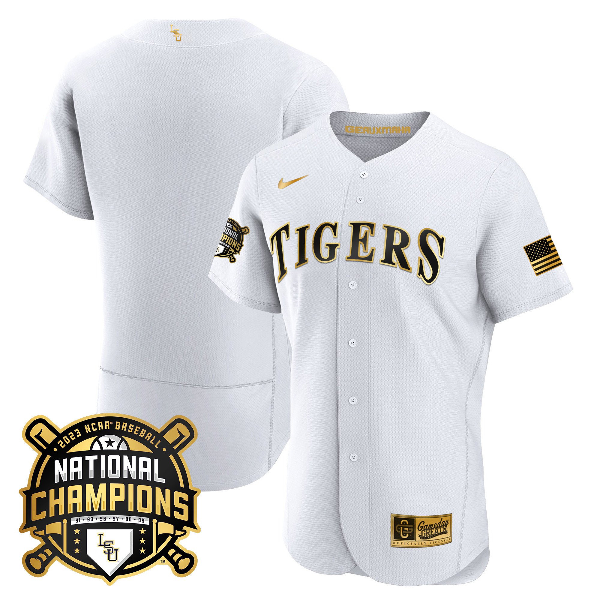 Men's LSU Tigers 2023 National Champions Gold Flex Jersey - Team