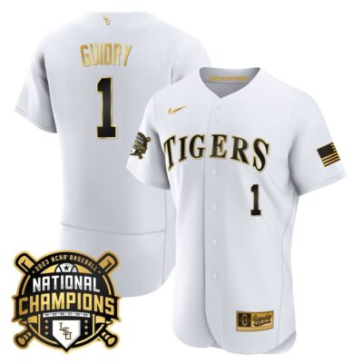 Men's LSU Tigers 2023 National Champions Gold Flex Jersey - Weylin Guidry
