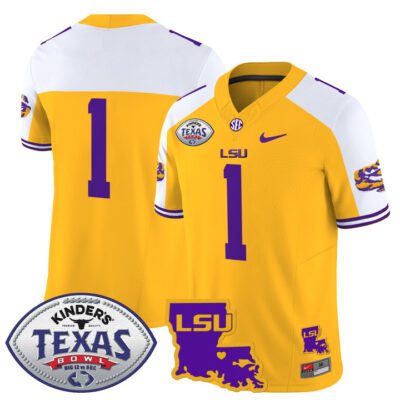 Men's LSU Tigers 2024 Texas Bowl Patch Vapor Limited Jersey - Gold Alternate #1 Team