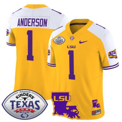 Men's LSU Tigers 2024 Texas Bowl Patch Vapor Limited Jersey - Gold Alternate Aaron Anderson