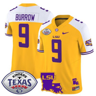 Men's LSU Tigers 2024 Texas Bowl Patch Vapor Limited Jersey - Gold Alternate Joe Burrow