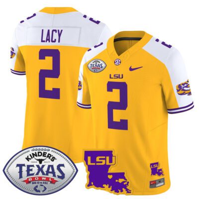 Men's LSU Tigers 2024 Texas Bowl Patch Vapor Limited Jersey - Gold Alternate Kyren Lacy