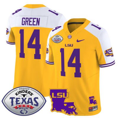 Men's LSU Tigers 2024 Texas Bowl Patch Vapor Limited Jersey - Gold Alternate Trey'Dez Green