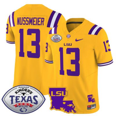 Men's LSU Tigers 2024 Texas Bowl Patch Vapor Limited Jersey - Gold Garrett Nussmeier