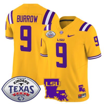 Men's LSU Tigers 2024 Texas Bowl Patch Vapor Limited Jersey - Gold Joe Burrow