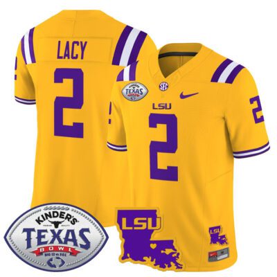 Men's LSU Tigers 2024 Texas Bowl Patch Vapor Limited Jersey - Gold Kyren Lacy